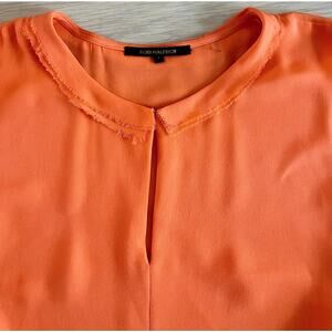 Kobi Halperin 100% Silk Apricot Blouse Size S Designer Sleeveless Layered Top
